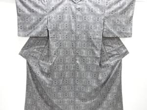 抽象竹笹模様織り出し西陣伝承紬着物アンサンブル